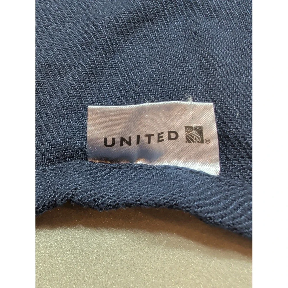 United Airlines First Class Cabin Blanket John Horsfall Navy Blue Travel Throw